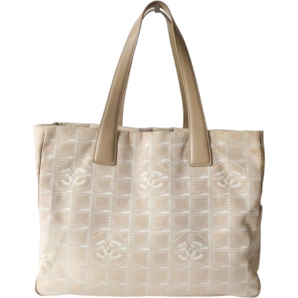 671234M Chanel Tote Bag Travel Line Beige Nylon - Picture 1 of 9